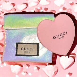 NEW Gucci Pink Heart Pocket Mirror in Iridescent Pouch (AA22)